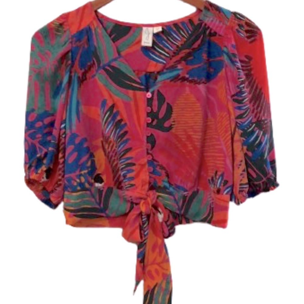 JOIE MULTICOLOR TROPICAL PRINT BLOUSE • Sz S/P